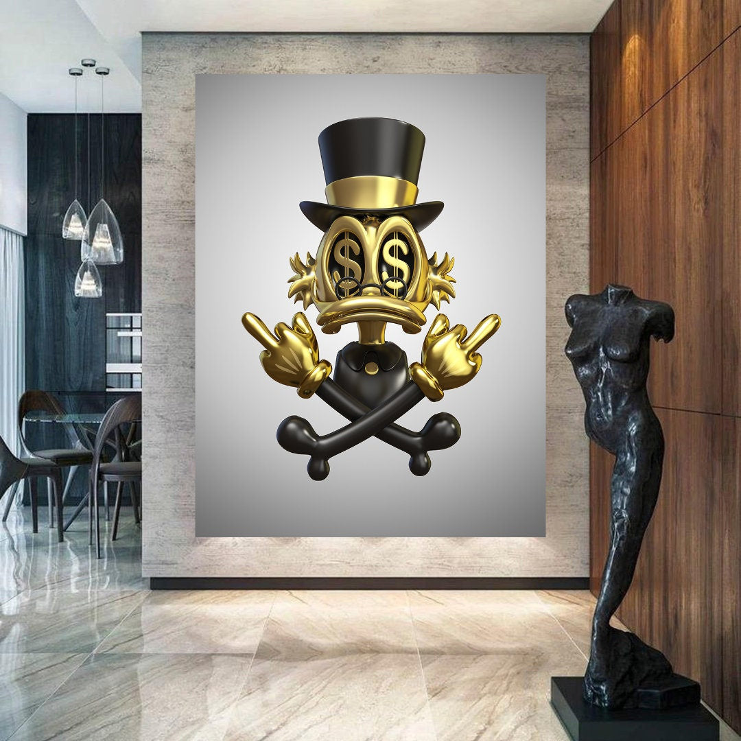 Arte ispirata a Scrooge McDuck - Scrooge McDuck Gold Dollar arte murale contemporanea Arte murale per ufficio Arte stampabile Arte digitale moderna