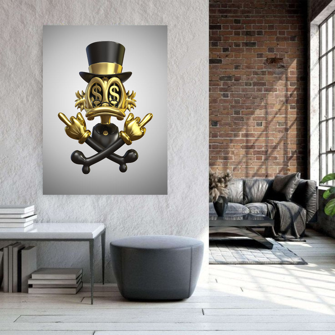 Scrooge McDuck art inspired - Scrooge McDuck Gold Dollar contemporary wall art Office wall art Printable art Modern digital art