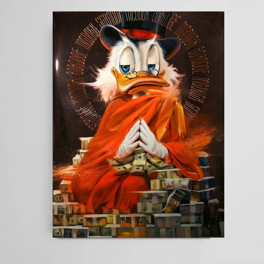 Scrooge McDuck ispirato - Meditazione Denaro Arte stampabile, Decorazione murale stampabile, Arte murale stampabile Arte murale contemporanea Arte digitale moderna