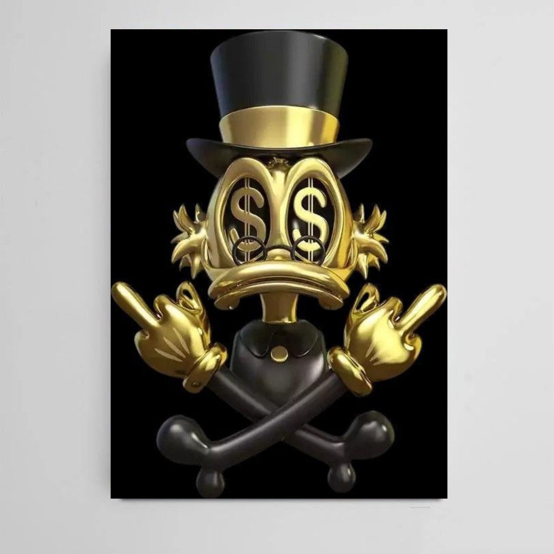 Scrooge McDuck GOLD & DOLLARS EYES - Printable art Contemporary art Wall art Office wall art Modern digital art Inspirational wall art