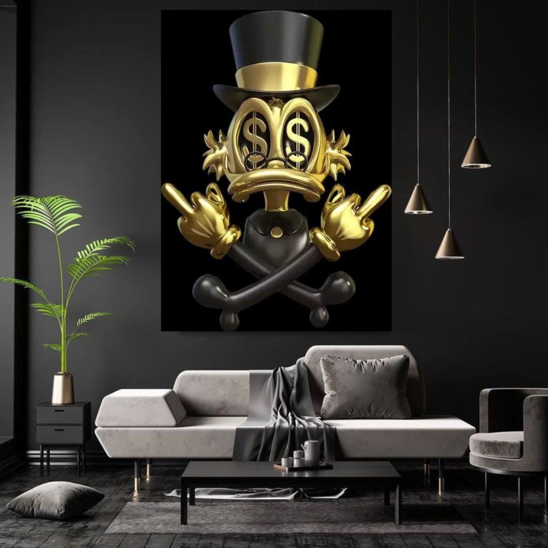 Scrooge McDuck GOLD & DOLLARS EYES - Printable art Contemporary art Wall art Office wall art Modern digital art Inspirational wall art