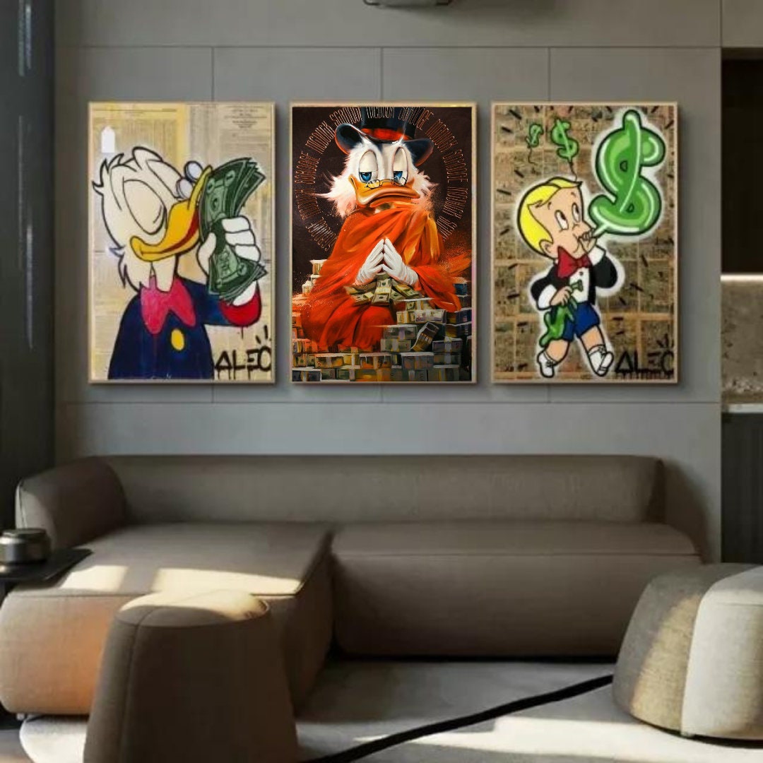 Scrooge McDuck inspired - Meditation Money Printable art, Printable wall decor, Wall art printable Contemporary wall art Modern digital art