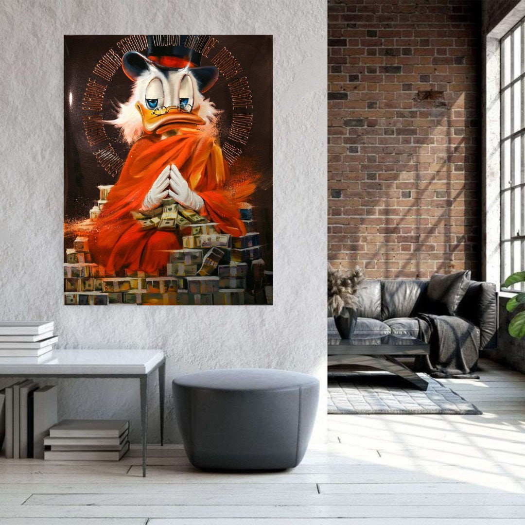 Scrooge McDuck inspired - Meditation Money Printable art, Printable wall decor, Wall art printable Contemporary wall art Modern digital art