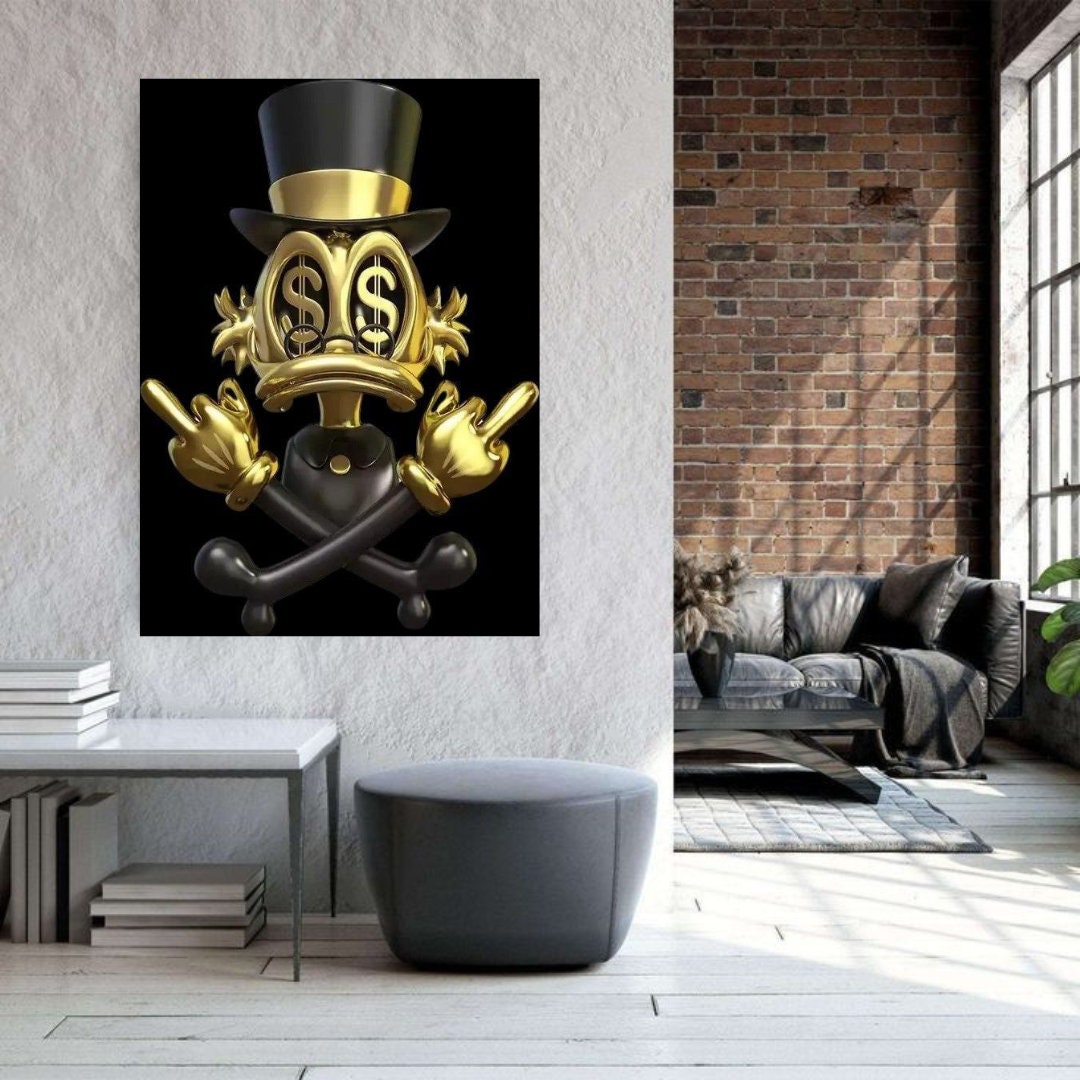 Scrooge McDuck GOLD & DOLLARS EYES - Printable art Contemporary art Wall art Office wall art Modern digital art Inspirational wall art