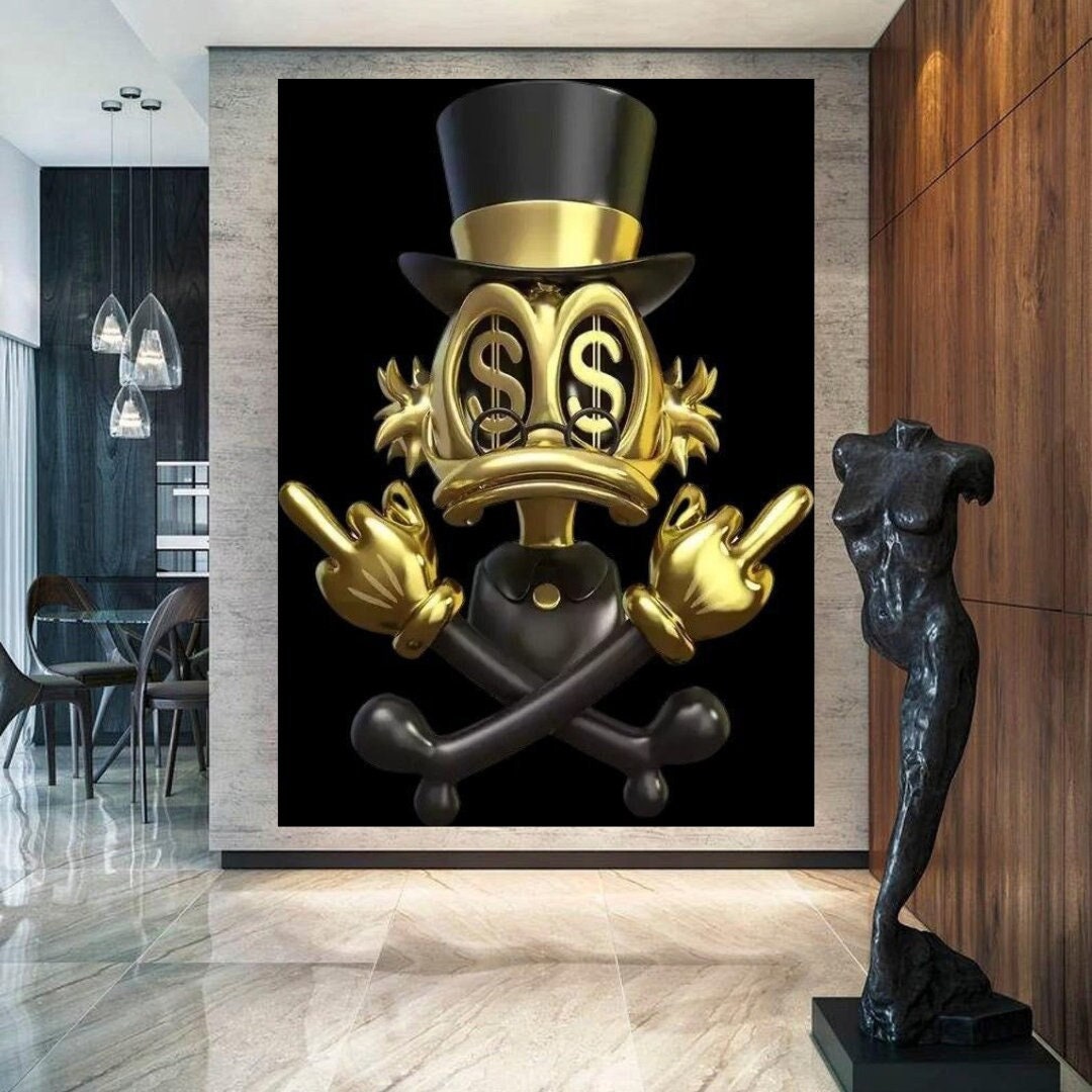 Scrooge McDuck GOLD & DOLLARS EYES - Printable art Contemporary art Wall art Office wall art Modern digital art Inspirational wall art