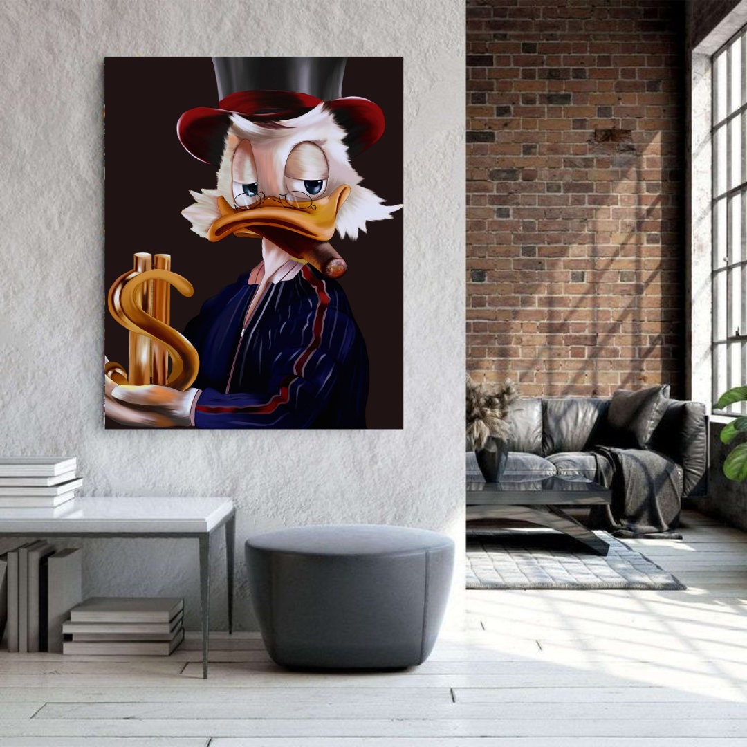 Scrooge McDuck Gold dollar paperon dè paperoni Printable art Contemporary art Wall art Office wall art Modern digital art Inspirational art