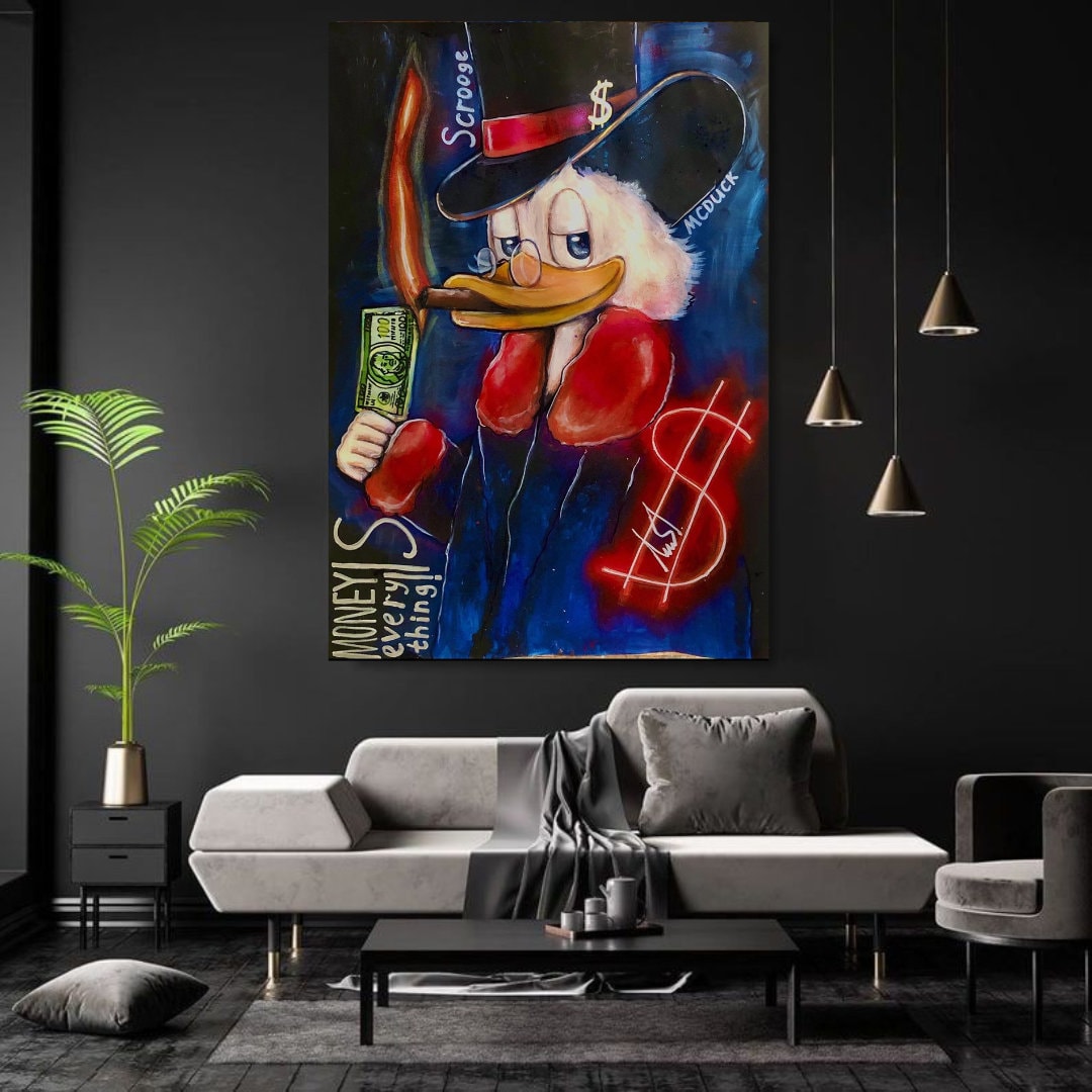 Scrooge Mcduck - smokes cigar Printable art Contemporary art Wall art Office wall art Modern digital art Inspirational wall art