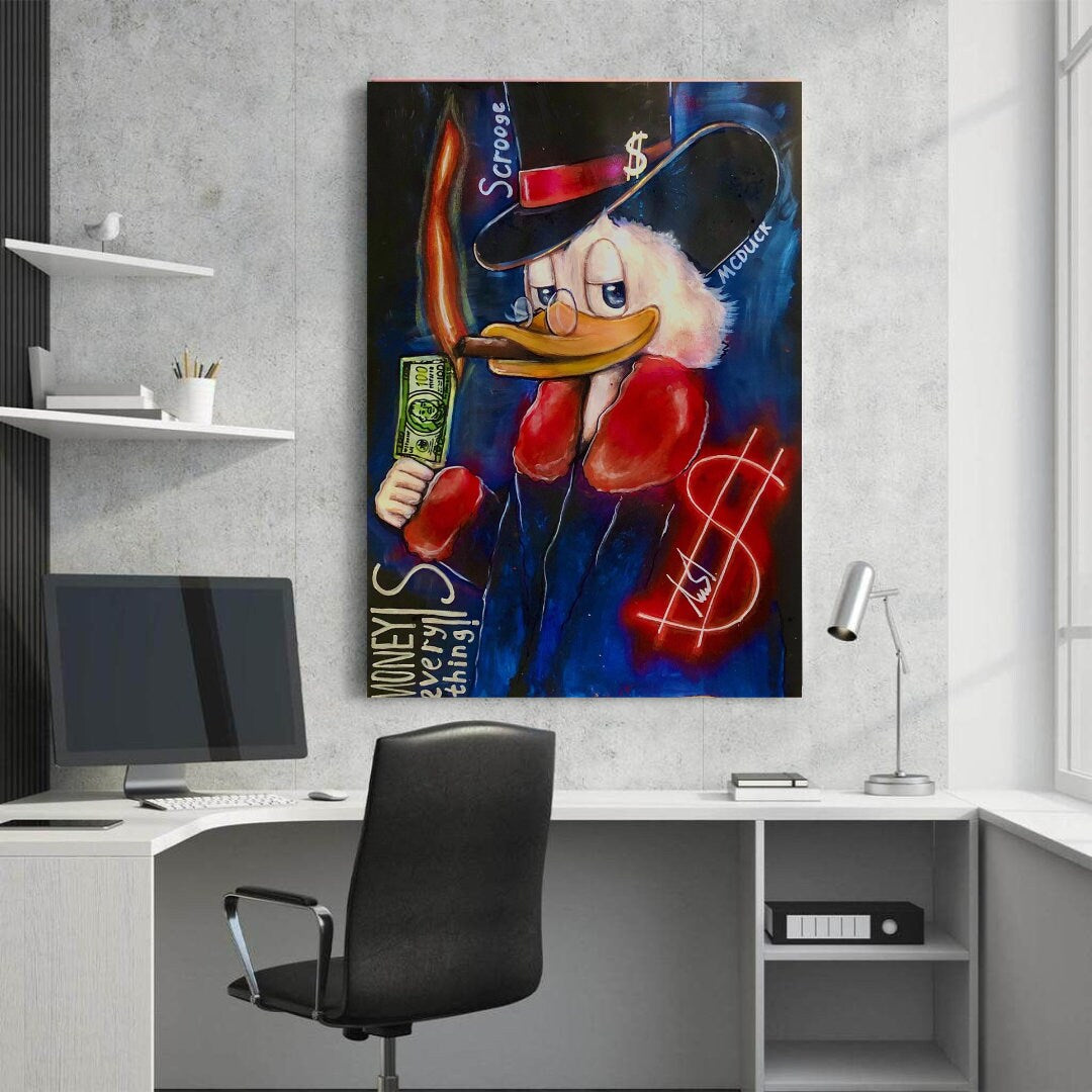 Scrooge Mcduck - smokes cigar Printable art Contemporary art Wall art Office wall art Modern digital art Inspirational wall art