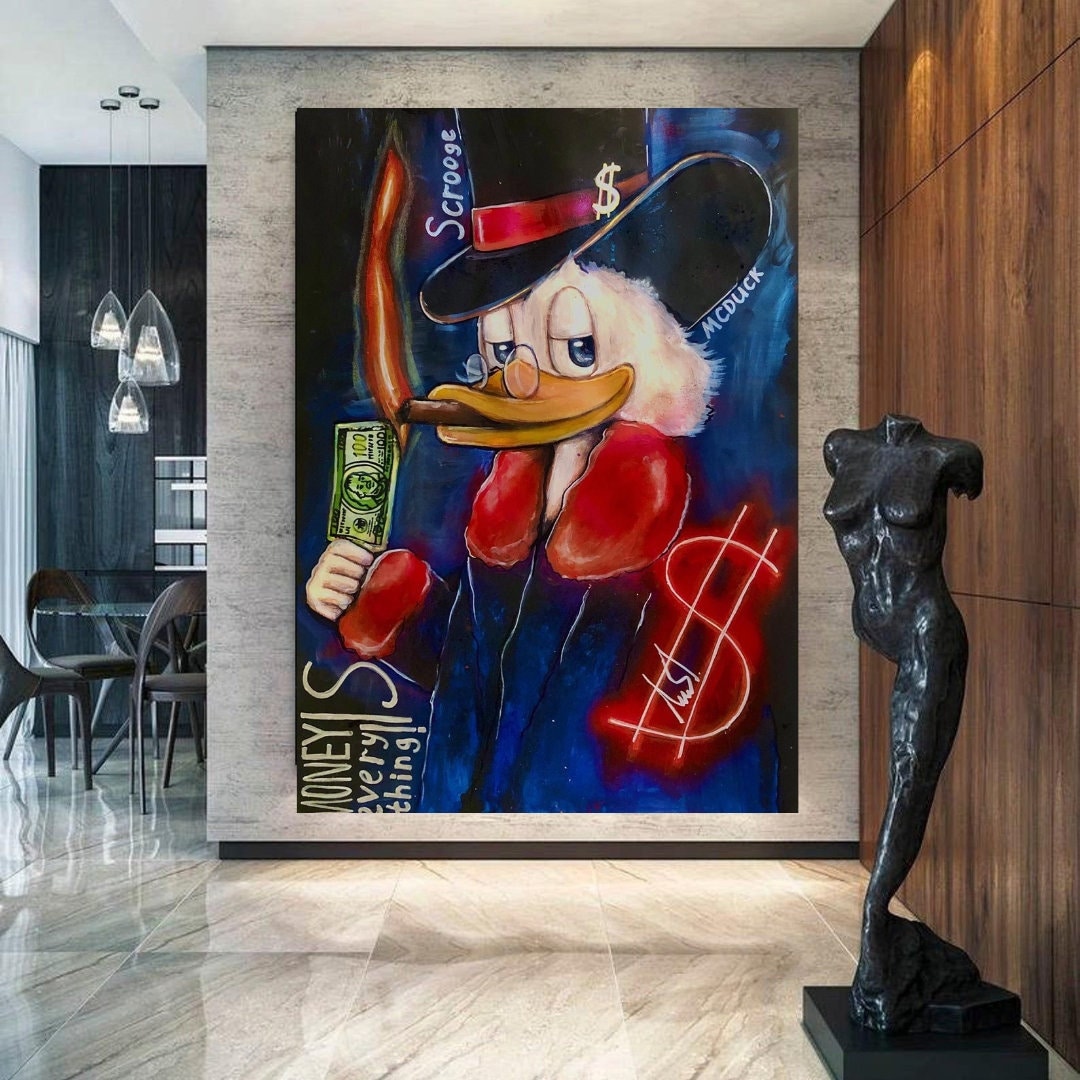 Scrooge Mcduck - smokes cigar Printable art Contemporary art Wall art Office wall art Modern digital art Inspirational wall art