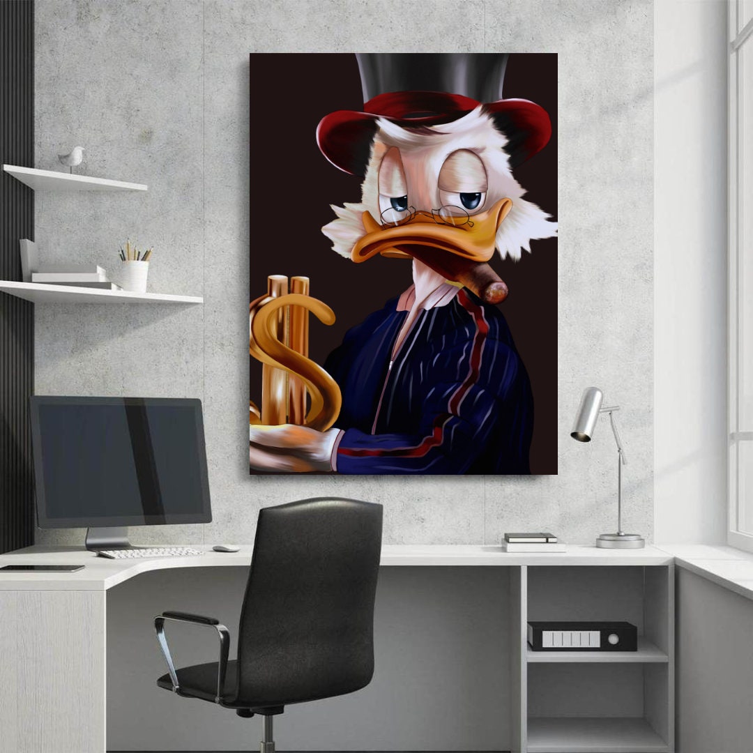 Scrooge McDuck Gold dollar paperon dè paperoni Printable art Contemporary art Wall art Office wall art Modern digital art Inspirational art