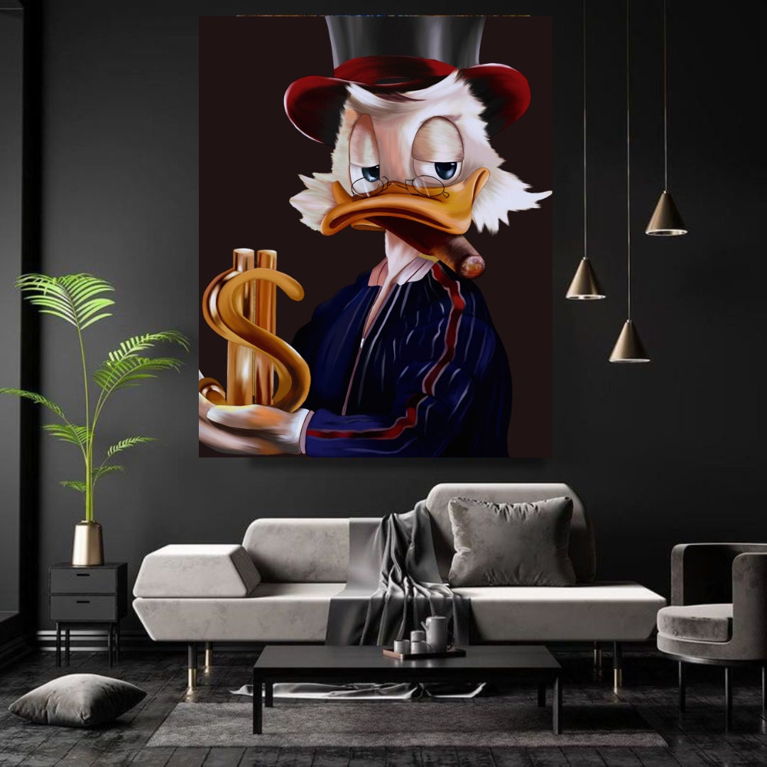 Scrooge McDuck Gold dollar paperon dè paperoni Printable art Contemporary art Wall art Office wall art Modern digital art Inspirational art