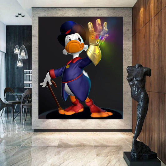 Scrooge McDuck guanto diamanti Arte stampabile Arte contemporanea Arte murale Arte murale per ufficio Arte digitale moderna Arte murale ispiratrice