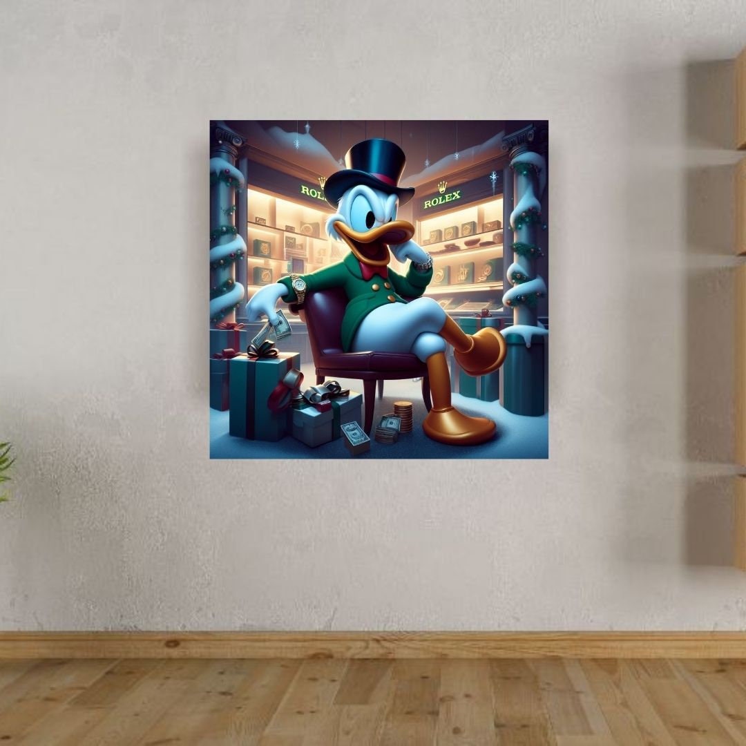 Scrooge Mcduck gold boutique watch Printable art Contemporary art Wall art Office wall art Modern digital art Inspirational wall art