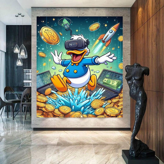 Scrooge Mcduck Bitcoin visor AR Printable art Contemporary art Wall art Office wall art Modern digital art Inspirational wall art