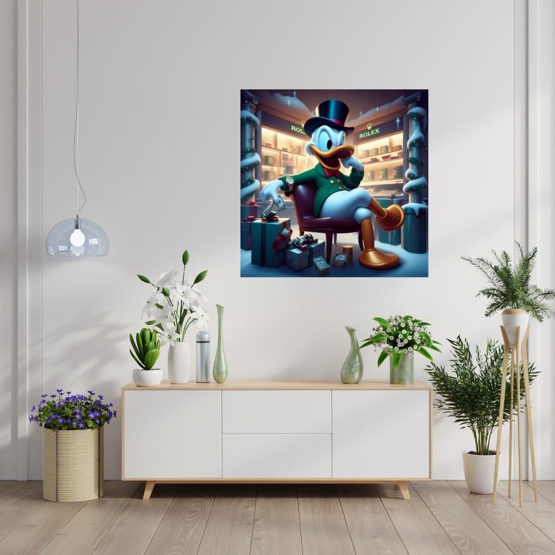 Scrooge Mcduck gold boutique watch Printable art Contemporary art Wall art Office wall art Modern digital art Inspirational wall art