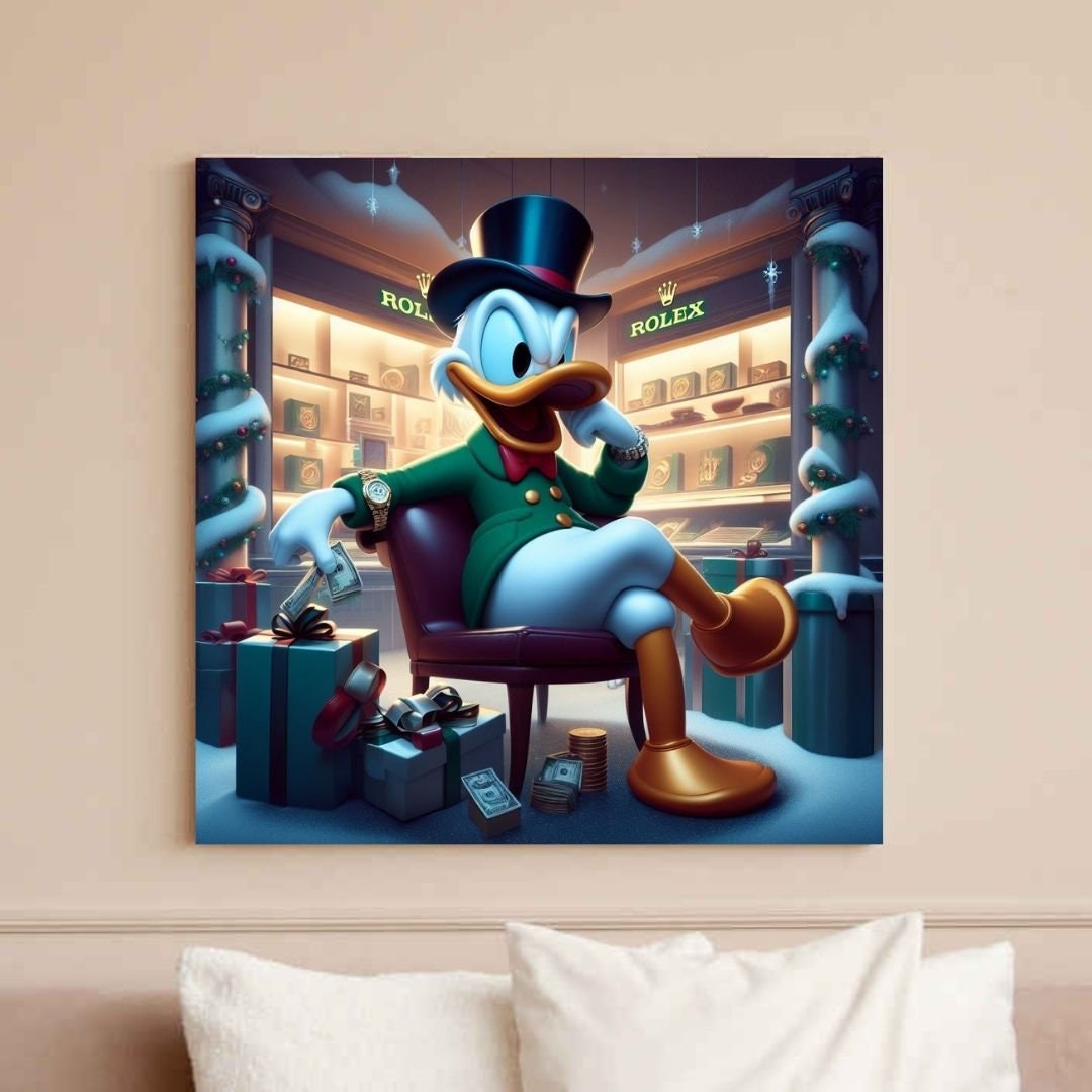 Scrooge Mcduck gold boutique watch Printable art Contemporary art Wall art Office wall art Modern digital art Inspirational wall art