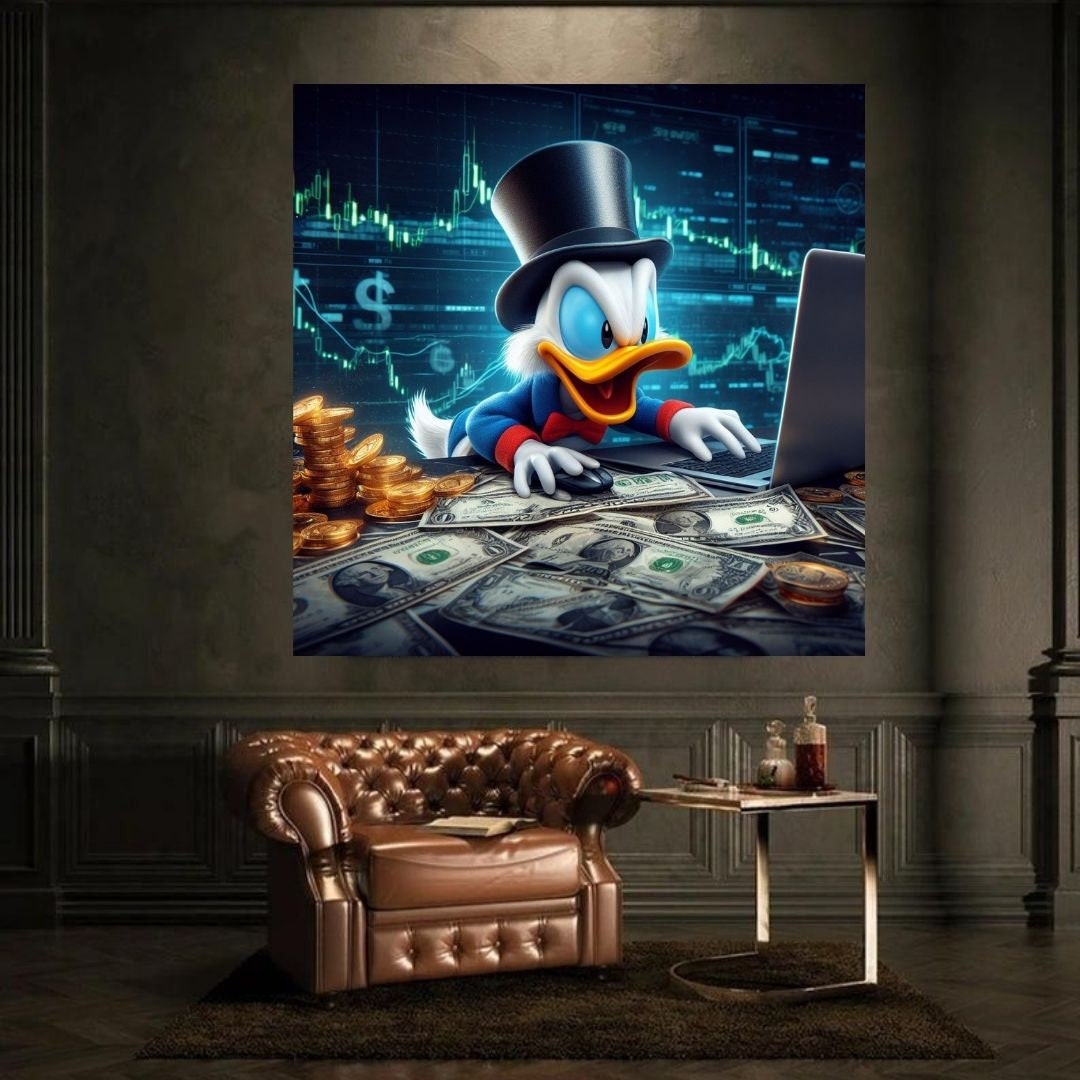 Scrooge Mcduck forex trader gold dollar Printable art Contemporary art Wall art Office wall art Modern digital art Inspirational wall art