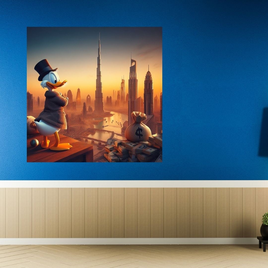 Scrooge Mcduck real estate in Dubai Printable art Contemporary art Wall art Office wall art Modern digital art Inspirational wall art