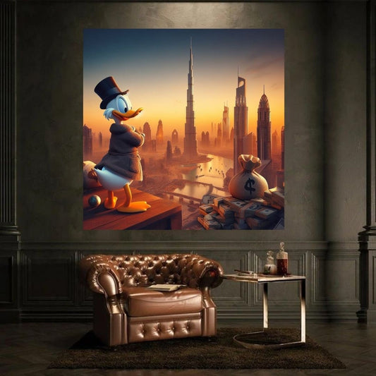 Scrooge McDuck immobiliare a Dubai Arte stampabile Arte contemporanea Arte murale Arte murale per ufficio Arte digitale moderna Arte murale ispiratrice