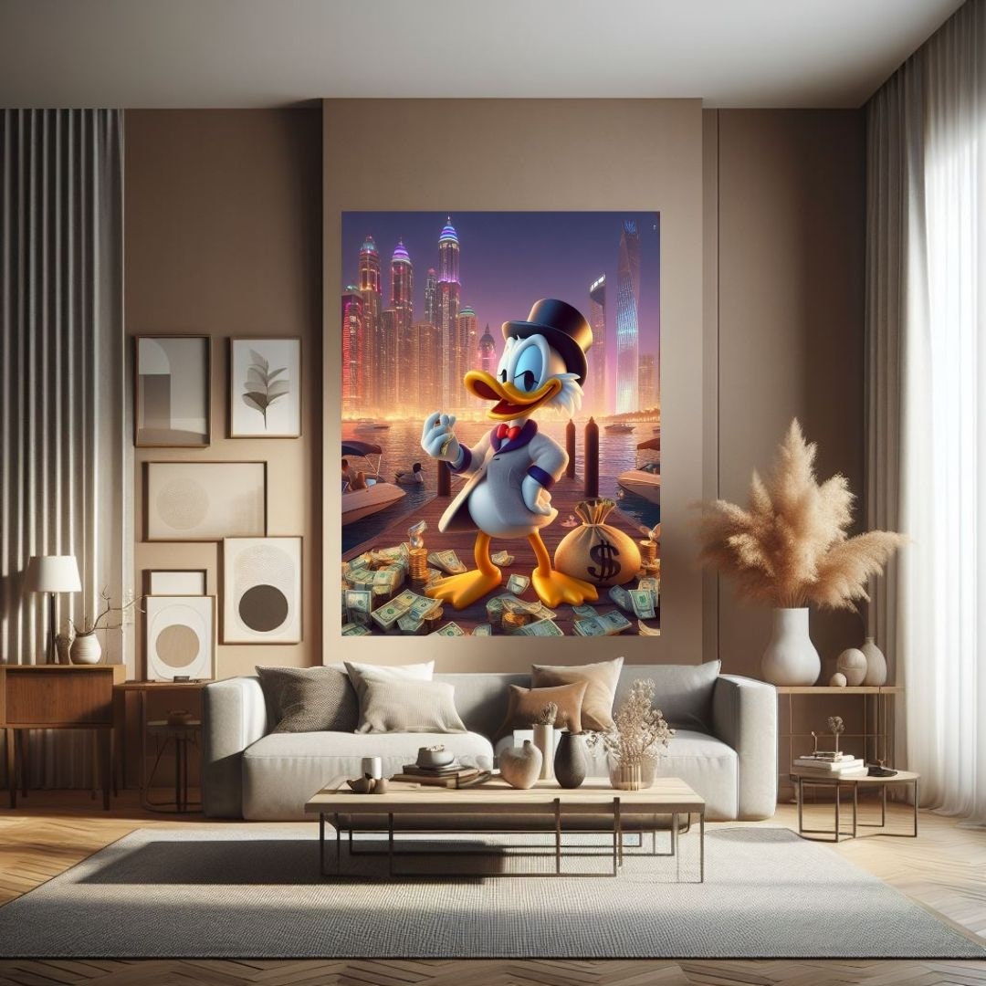 Scrooge Mcduck dubai real estate Printable art Contemporary art Wall art Office wall art Modern digital art Inspirational wall art