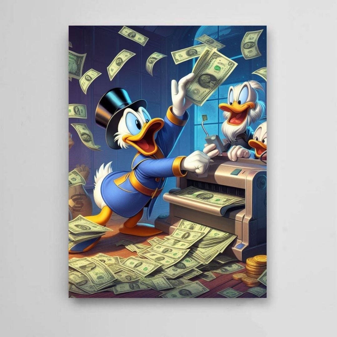 Scrooge Mcduck print dollars Printable art Contemporary art Wall art Office wall art Modern digital art Inspirational wall art