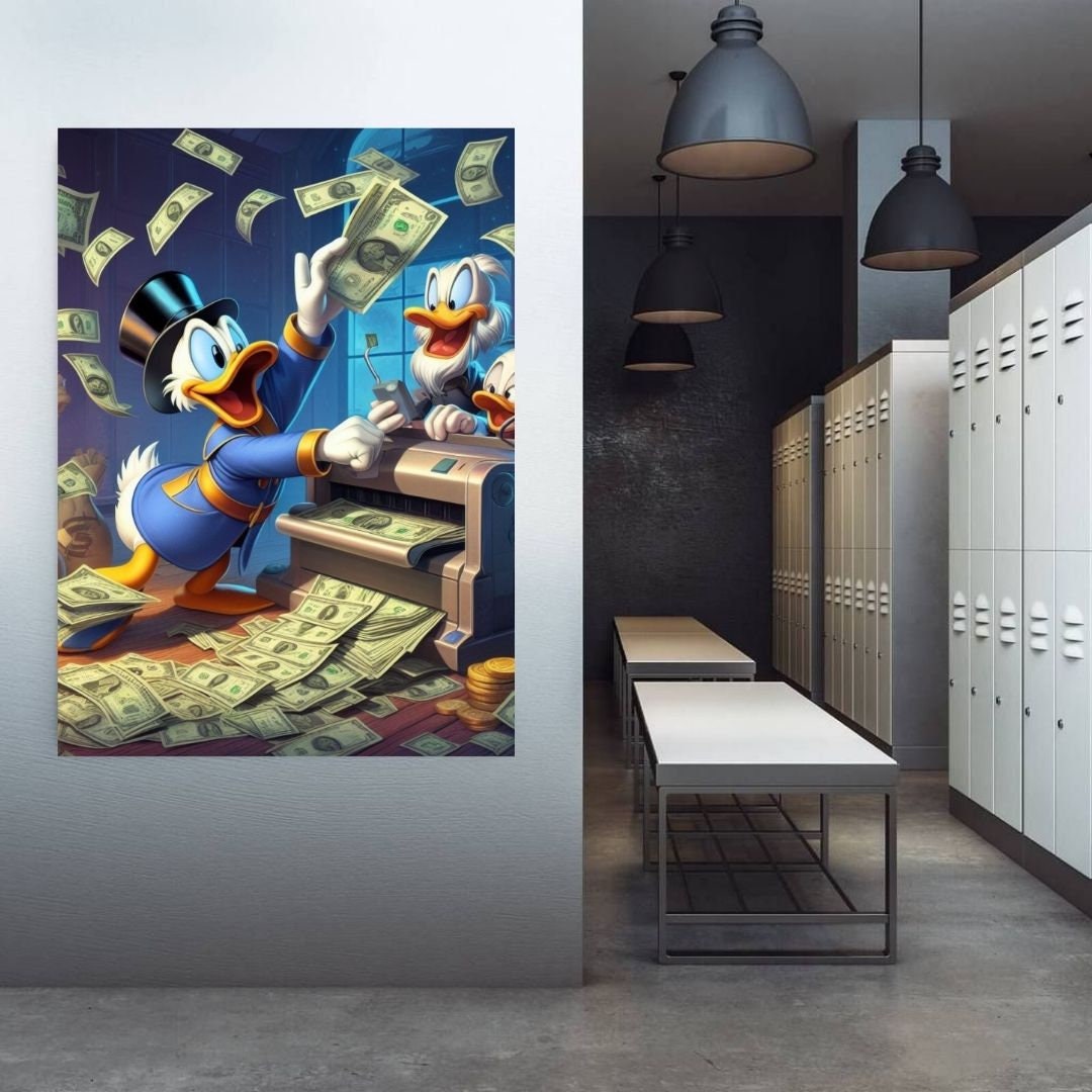 Scrooge Mcduck print dollars Printable art Contemporary art Wall art Office wall art Modern digital art Inspirational wall art