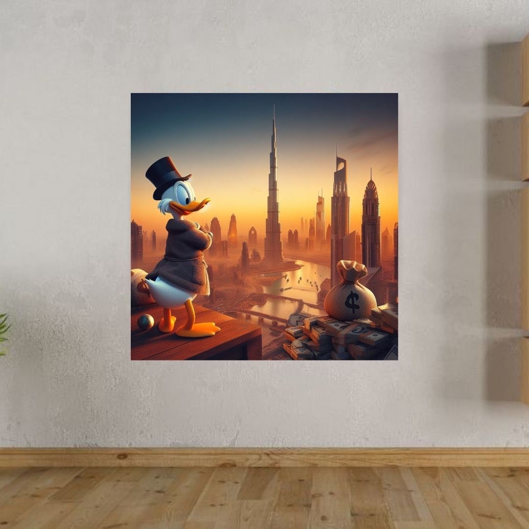 Scrooge Mcduck real estate in Dubai Printable art Contemporary art Wall art Office wall art Modern digital art Inspirational wall art