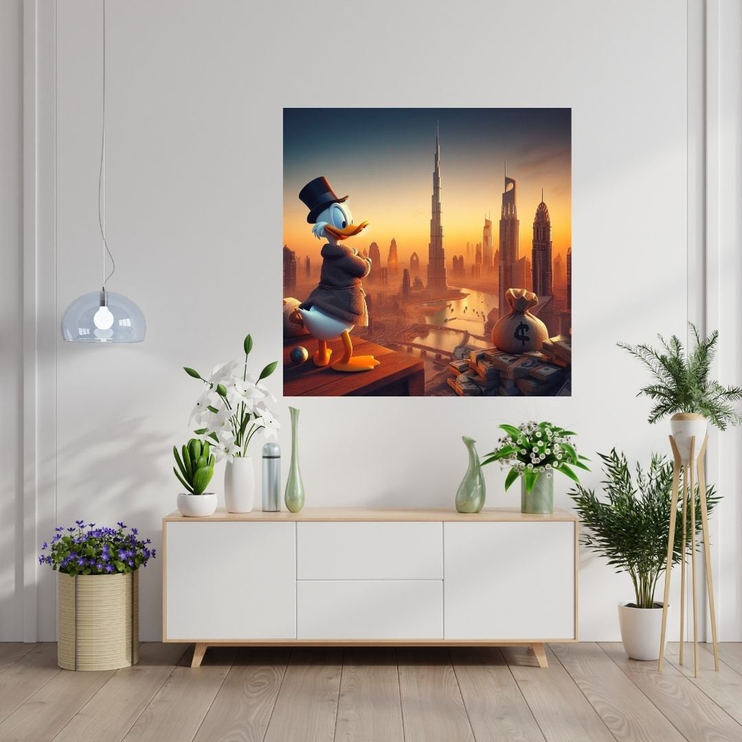 Scrooge Mcduck real estate in Dubai Printable art Contemporary art Wall art Office wall art Modern digital art Inspirational wall art