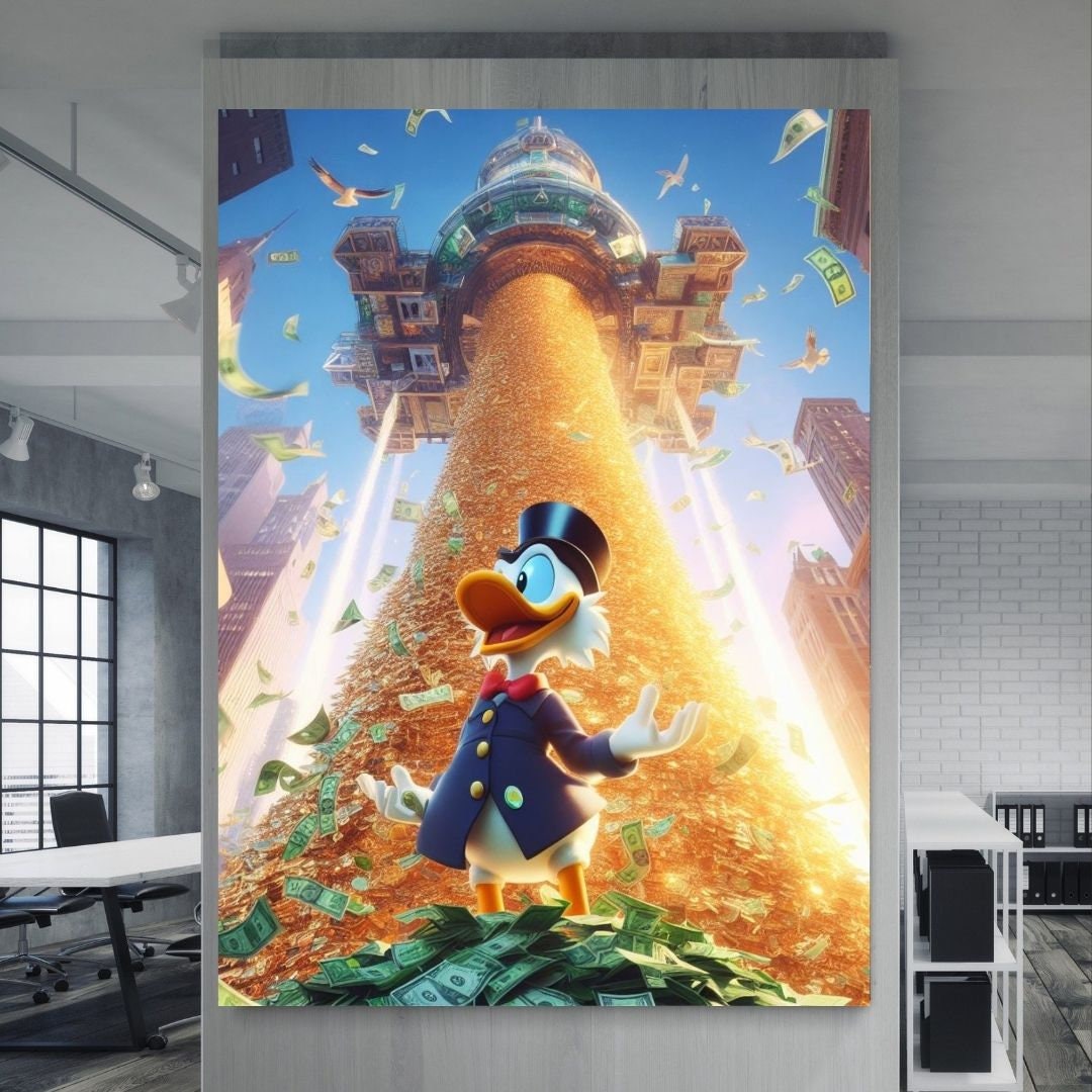 Scrooge Mcduck dollar spaceship Printable art Contemporary art Wall art Office wall art Modern digital art Inspirational wall art