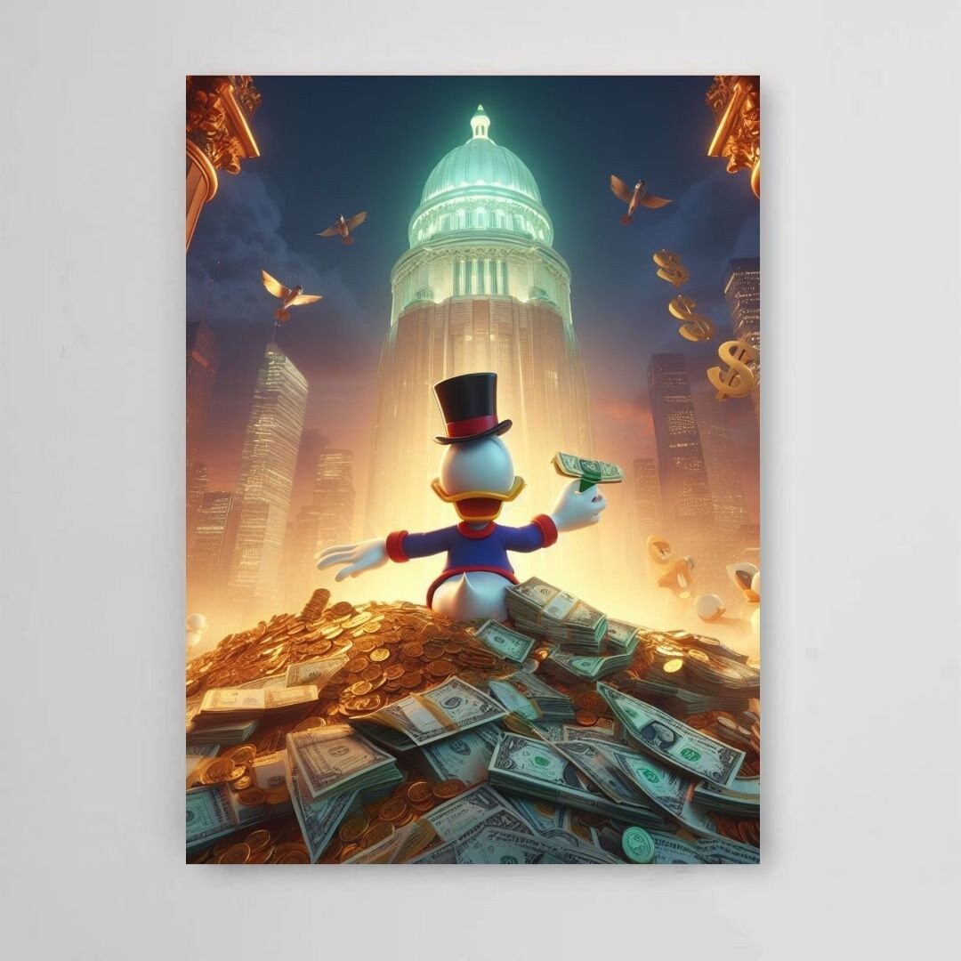 Scrooge Mcduck gold Dollars Tower Printable art Contemporary art Wall art Office wall art Modern digital art Inspirational wall art