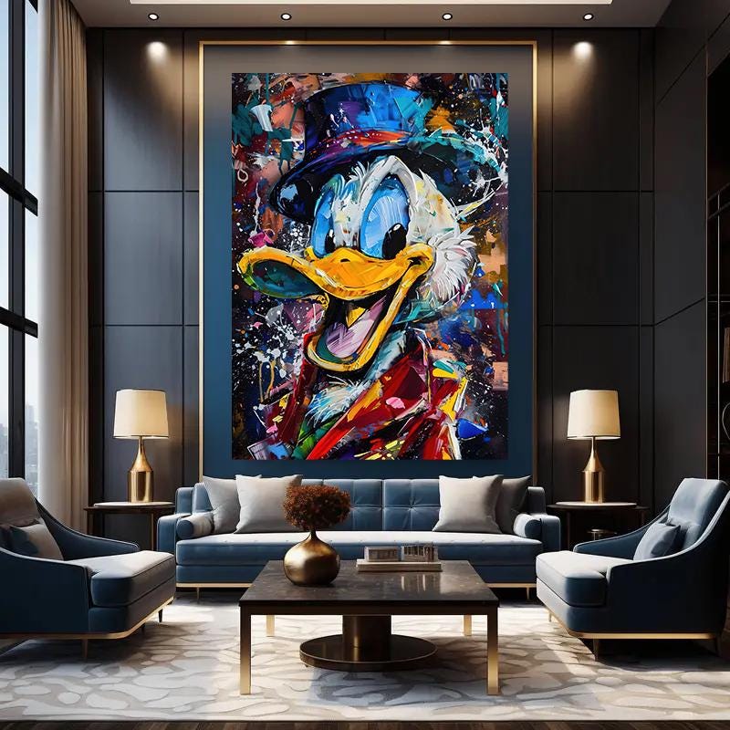 Scrooge Mcduck Artista - Pittura decorativa, pittura per ufficio, pittura per soggiorno, decorazione per ufficio, stampa digitale