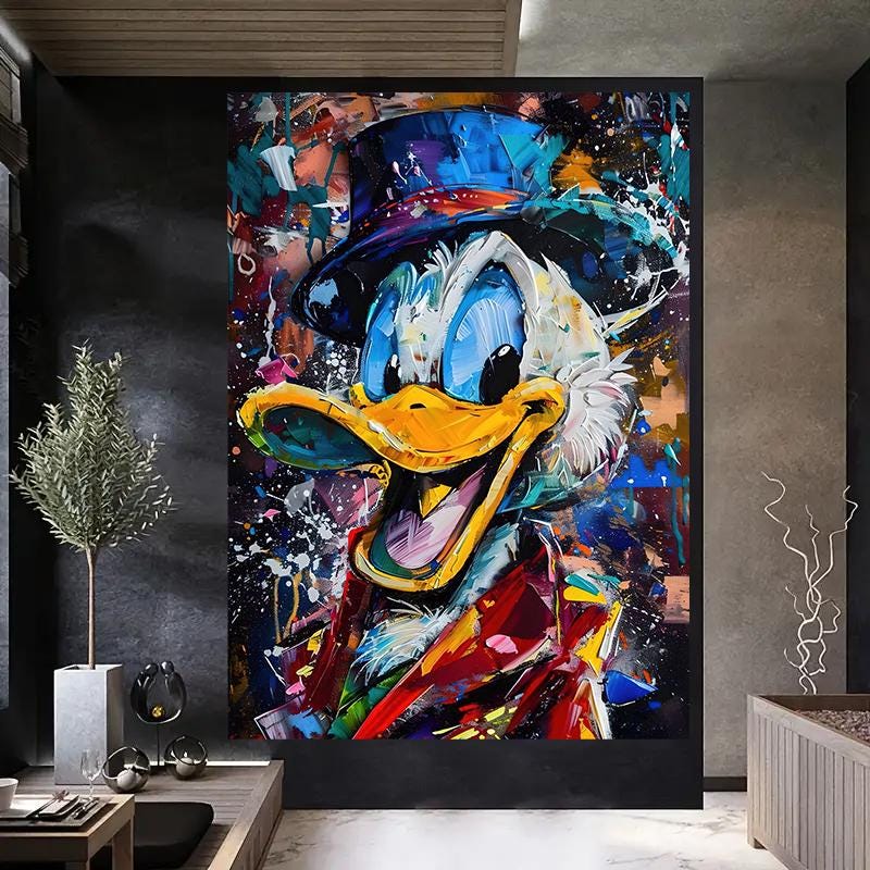 Scrooge Mcduck Artista - Pittura decorativa, pittura per ufficio, pittura per soggiorno, decorazione per ufficio, stampa digitale