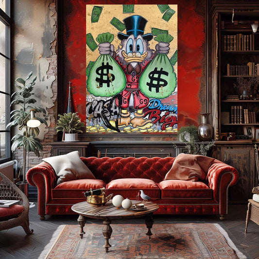 Scrooge Mcduck dollars bags  Quadro da decorazione, quadro ufficio, quadro soggiorno, office art deco, home art deco