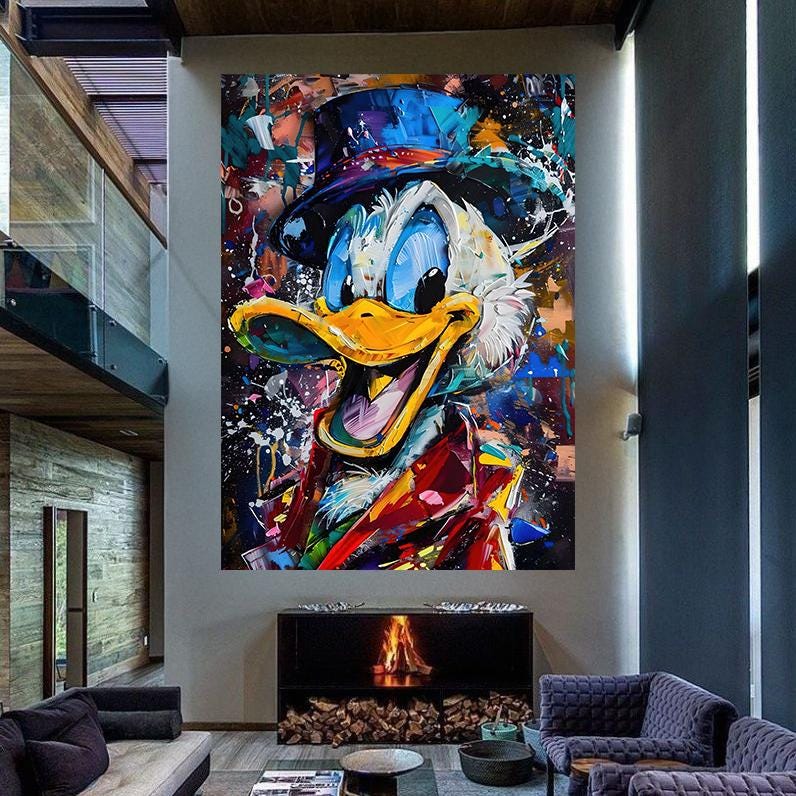 Scrooge Mcduck Artista - Pittura decorativa, pittura per ufficio, pittura per soggiorno, decorazione per ufficio, stampa digitale