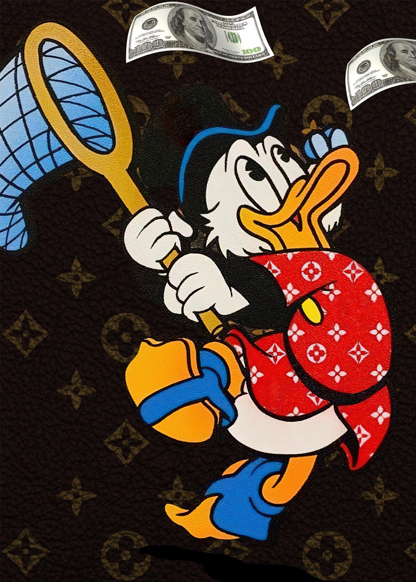 Scrooge Mcduck flying dollars-  Quadro da decorazione, quadro da ufficio, quadro da soggiorno, decoration office, home decoration