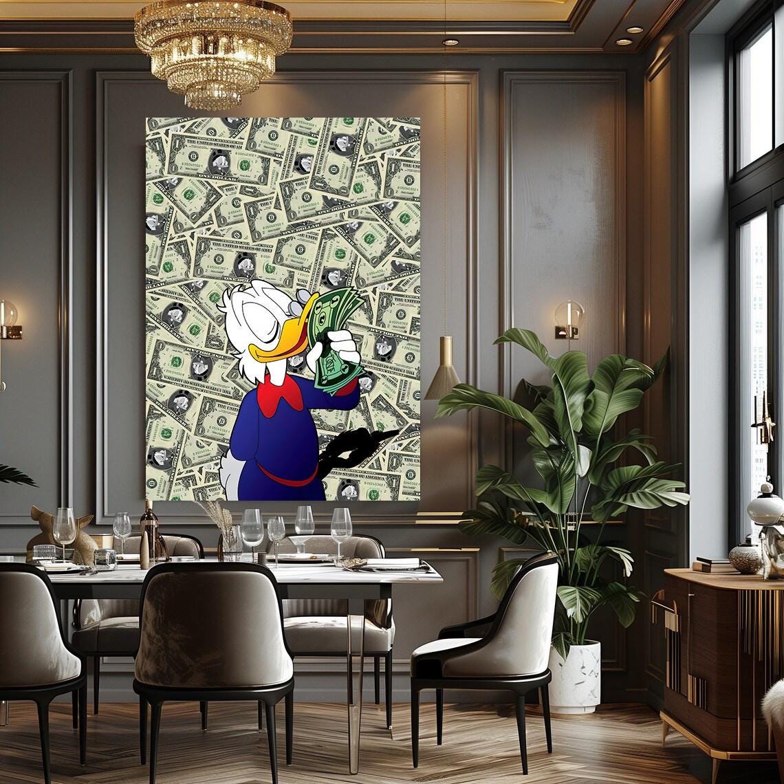 Scrooge Mcduck dollars  - Quadro da decorazione, quadro da ufficio, quadro da soggiorno, office art deco, home art deco, arte muraria