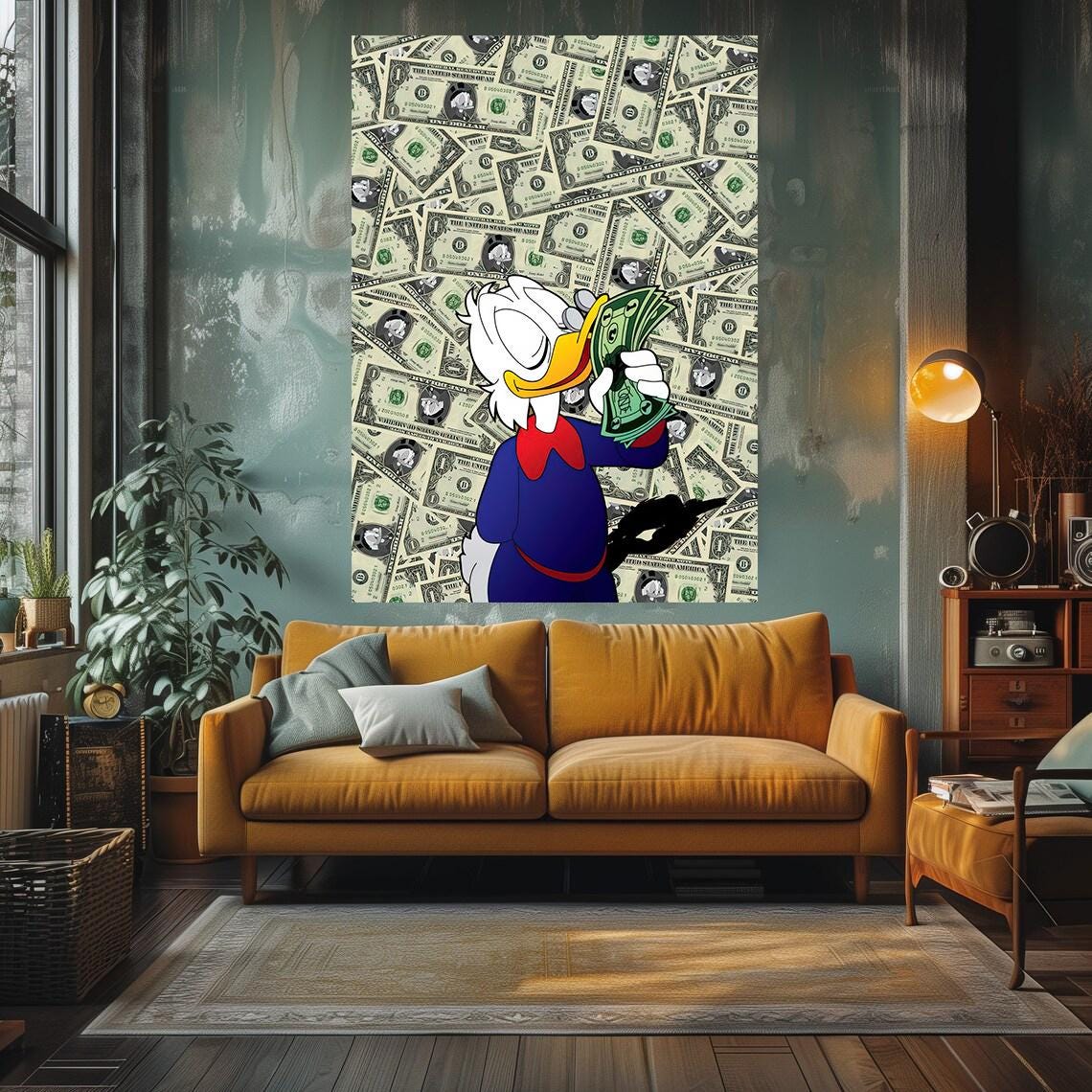 Scrooge Mcduck dollars  - Quadro da decorazione, quadro da ufficio, quadro da soggiorno, office art deco, home art deco, arte muraria